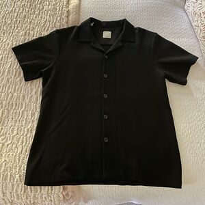 Sandro Men’s Black Short Sleeve Button Up Large